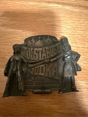Vintage Vodka Brand Brass Belt Buckle